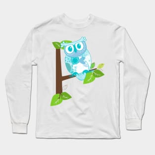 Blue owl in tree Long Sleeve T-Shirt